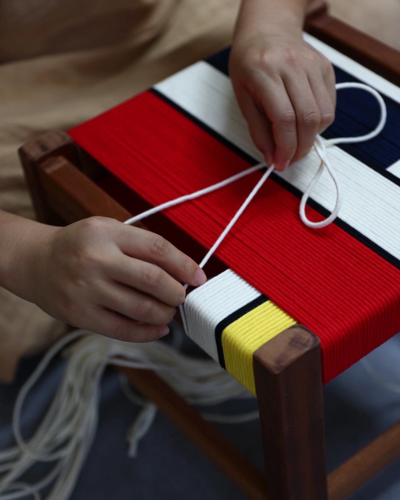 Handwoven “Piet Mondrian” Side Table Type A