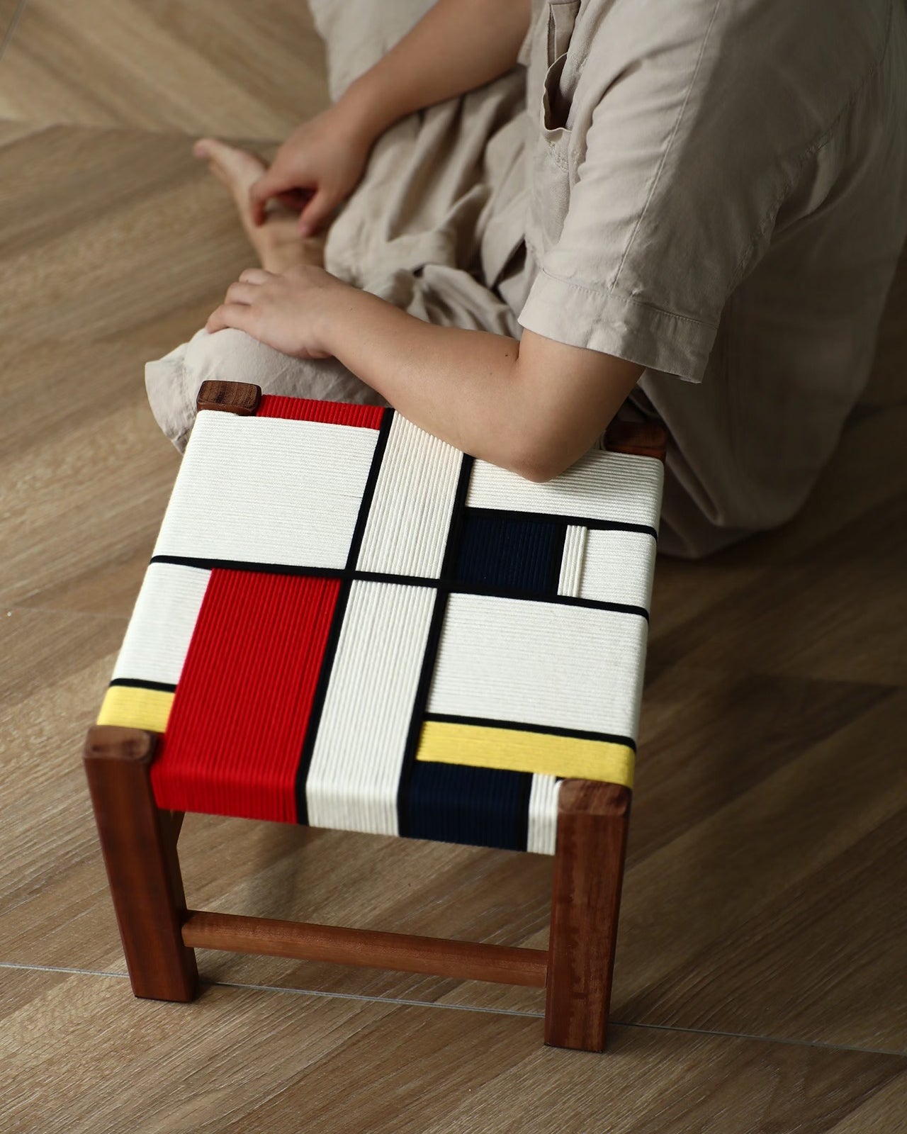 Handwoven “Piet Mondrian” Side Table Type A