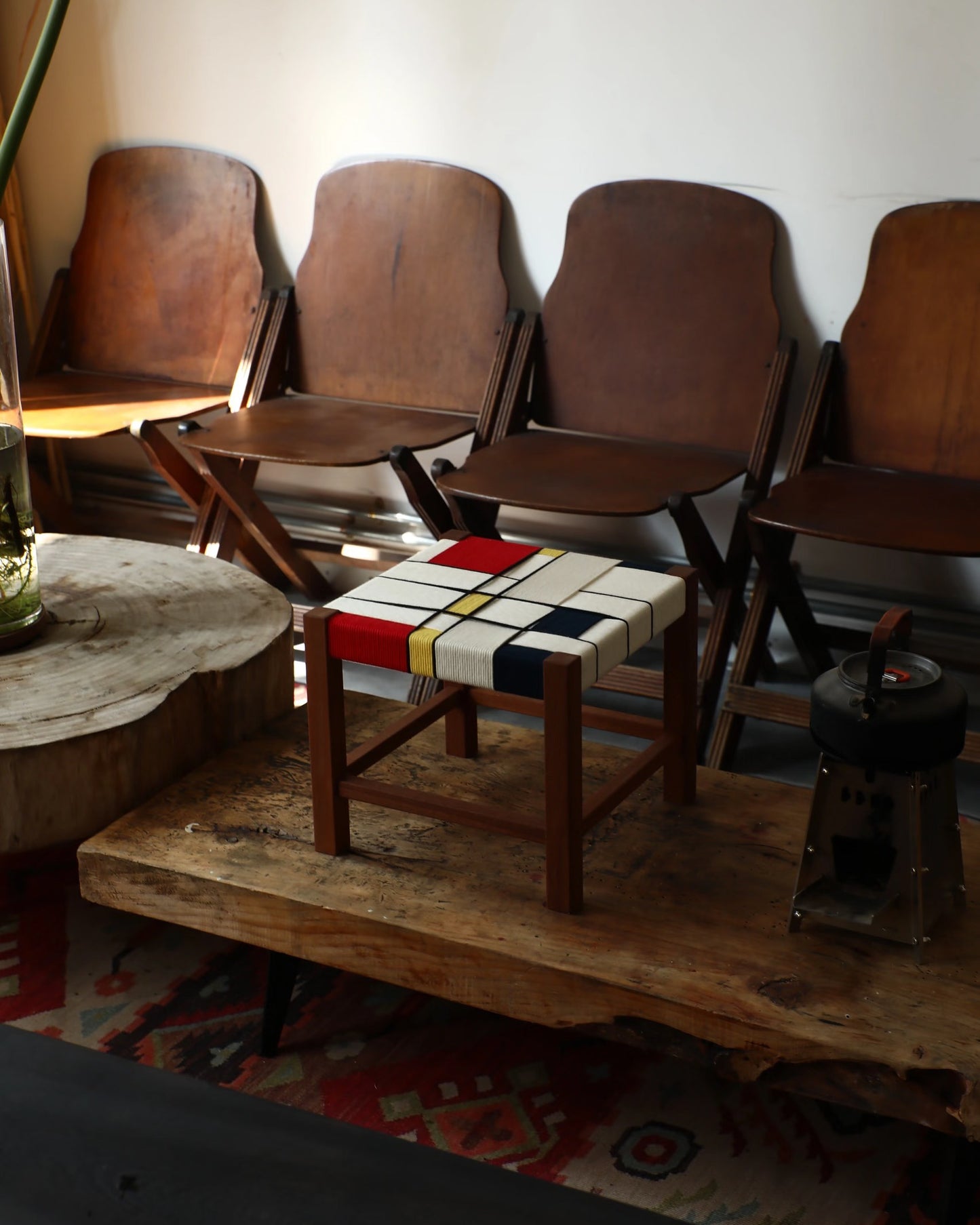 Handwoven “Piet Mondrian” Side Table Type B