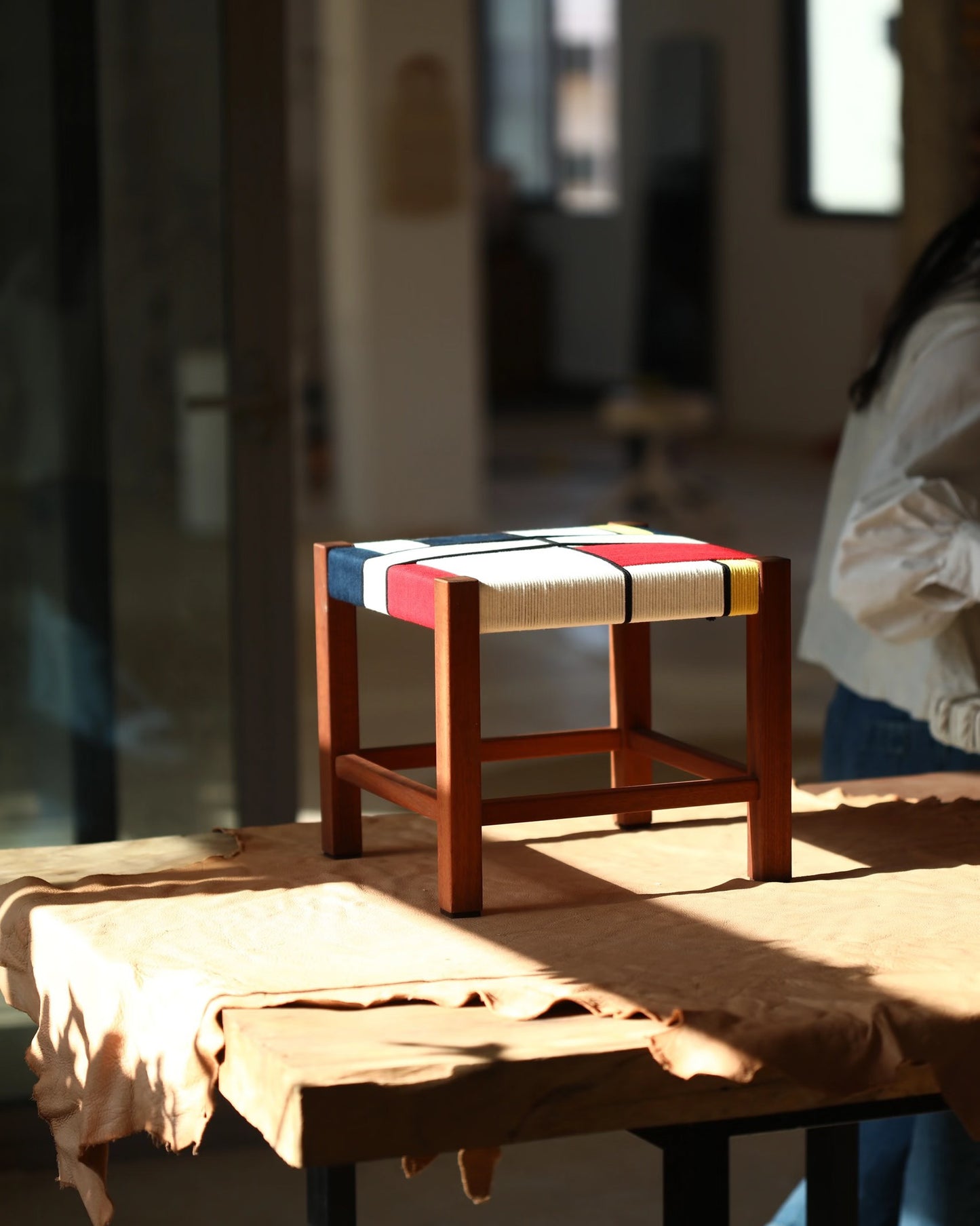 Handwoven “Piet Mondrian” Side Table Type A