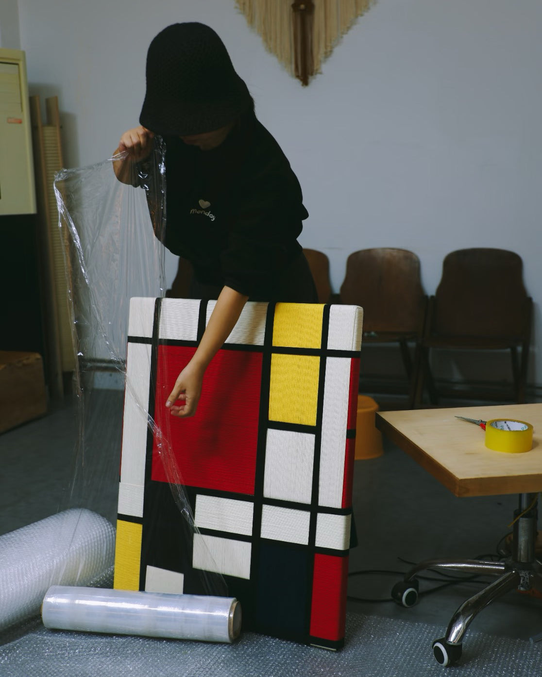 Handwoven “Piet Mondrian” Wall Art Type C