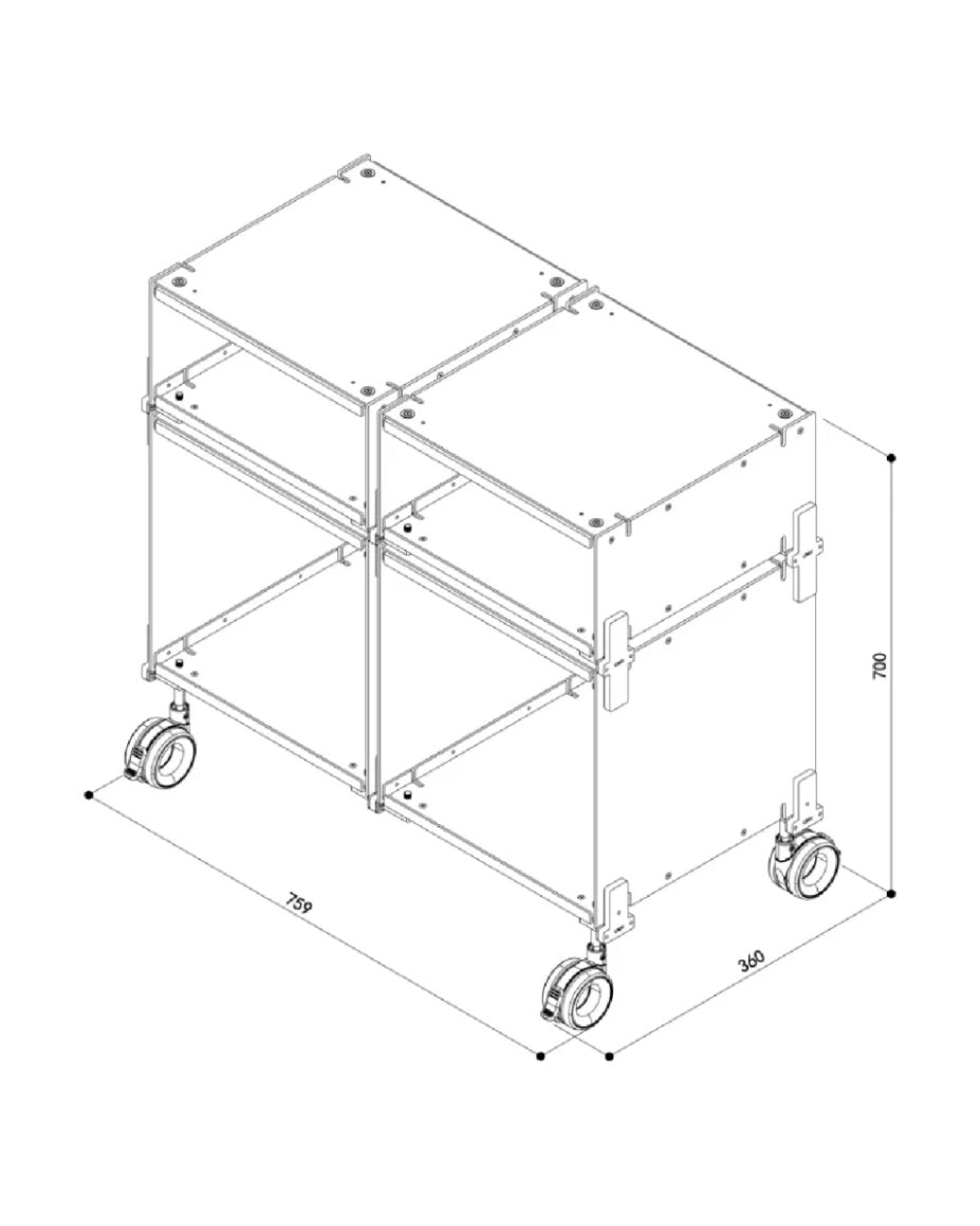 Modular Aluminum Rolling Cabinet