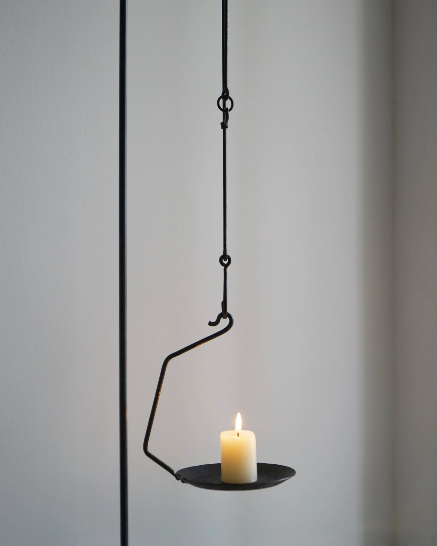 Hand-Forged Wrought Iron Hanging Candle Holder