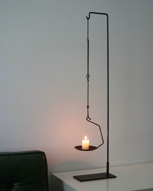 Hand-Forged Wrought Iron Hanging Candle Holder